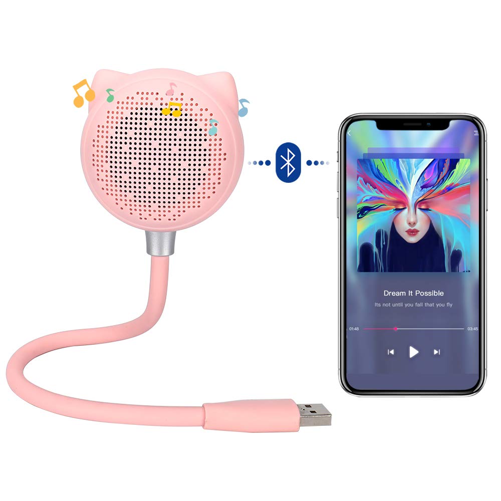 KuDiff Desk Lamp with USB Charging Port Built in Bluetooth Speaker Touch Sensitive Dimmable Brightness & 2 Color Mode, Creative Reading Lamp with Bluetooth Music Night Light Flexible USB Goose Neck