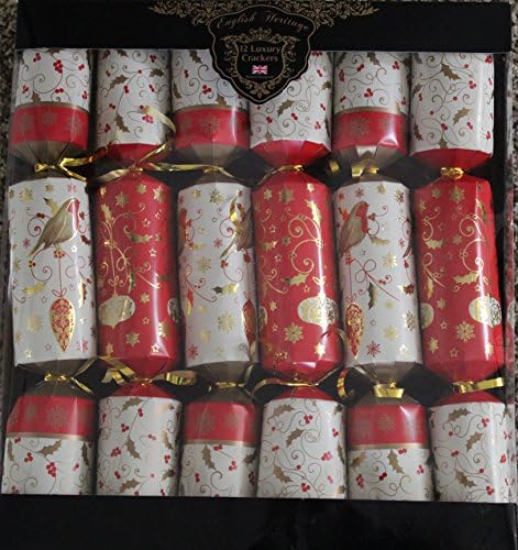 English Heritage - 12 Luxury Gold &amp; Red Christmas Crackers