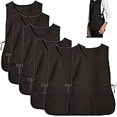 Zentriqlla 6 Pack Cobbler Apron for Women Men, Universal Adult Smock Aprons with 2 Pockets, Black Waterproof Cleaning Apron for Painting, Work, Hairstylist, Housekeeping, Kitchen, Unisex