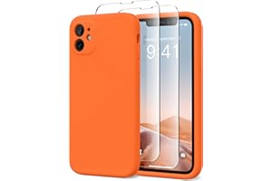 SuydanBox for iPhone 11 Phone Case, Compatible with MagSafe, [Full Camera Protection][2 Screen Protectors] Magnetic Silicone Slim Shockproof Protective Case for iPhone 11 6.1", Neon Orange