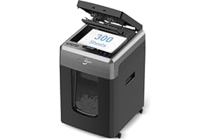 BONSEN 300-Sheet Auto Feed Paper Shredder, 60 Minutes Non-Stop Commercial Grade Heavy Duty Shredders for Office, 8.1 Gallon Micro Cut Document Shredder, P-4 Security Level,58dB Super Quiet (S3113)