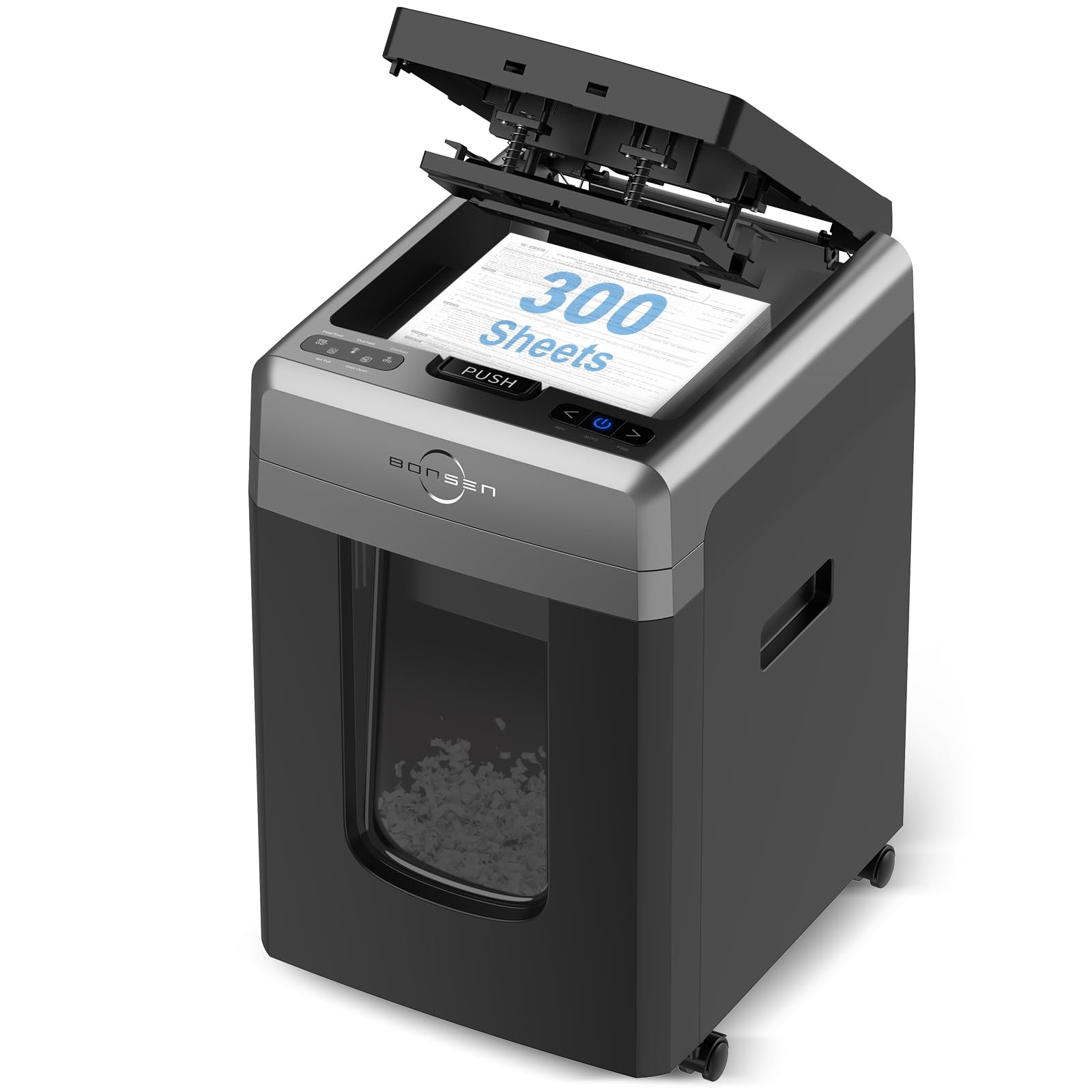 Photo 1 of BONSEN 300-Sheet Auto Feed Paper Shredder, 60 Minutes Non-Stop Commercial Grade Heavy Duty Shredders for Office, 8.1 Gallon Micro Cut Document Shredder, P-4 Security Level,58dB Super Quiet (S3113)