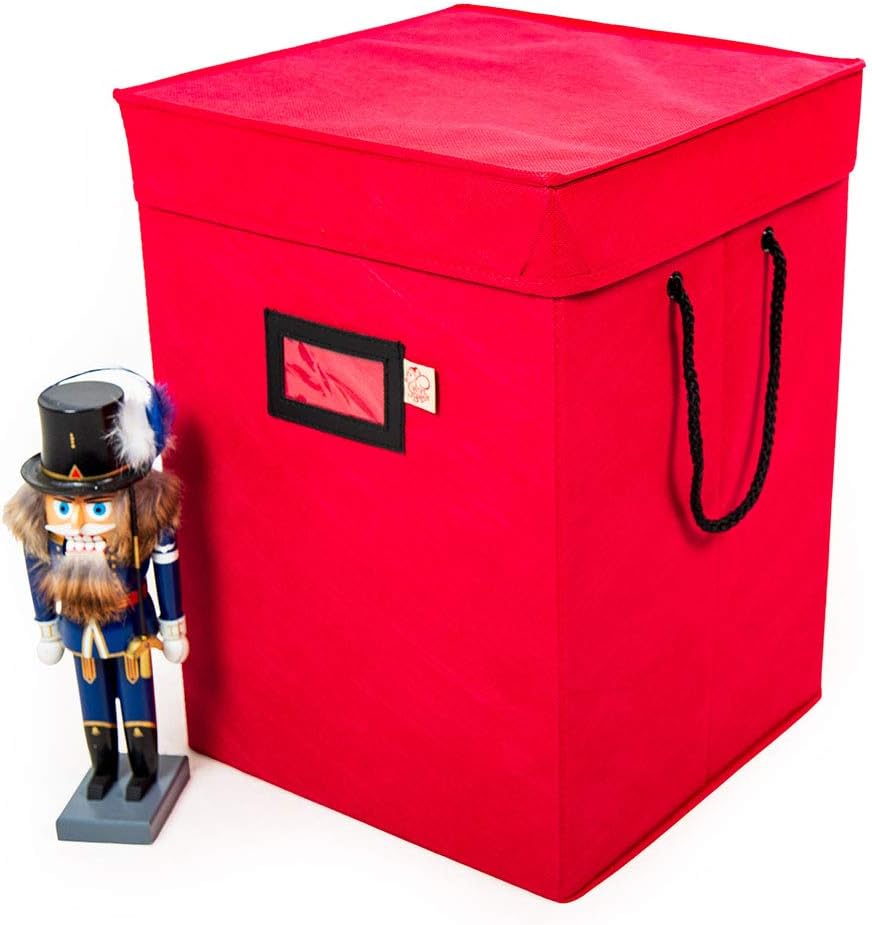 Nutcrackers - [Nutcracker and Figurine Collectibles Storage Boxes] - Large Ornament Bag for Holiday Decor Storage - Great for Storing 16 Inch Tall Carolers, Santa Figure, or Nut Cracker Ornaments (RED/17-inch)