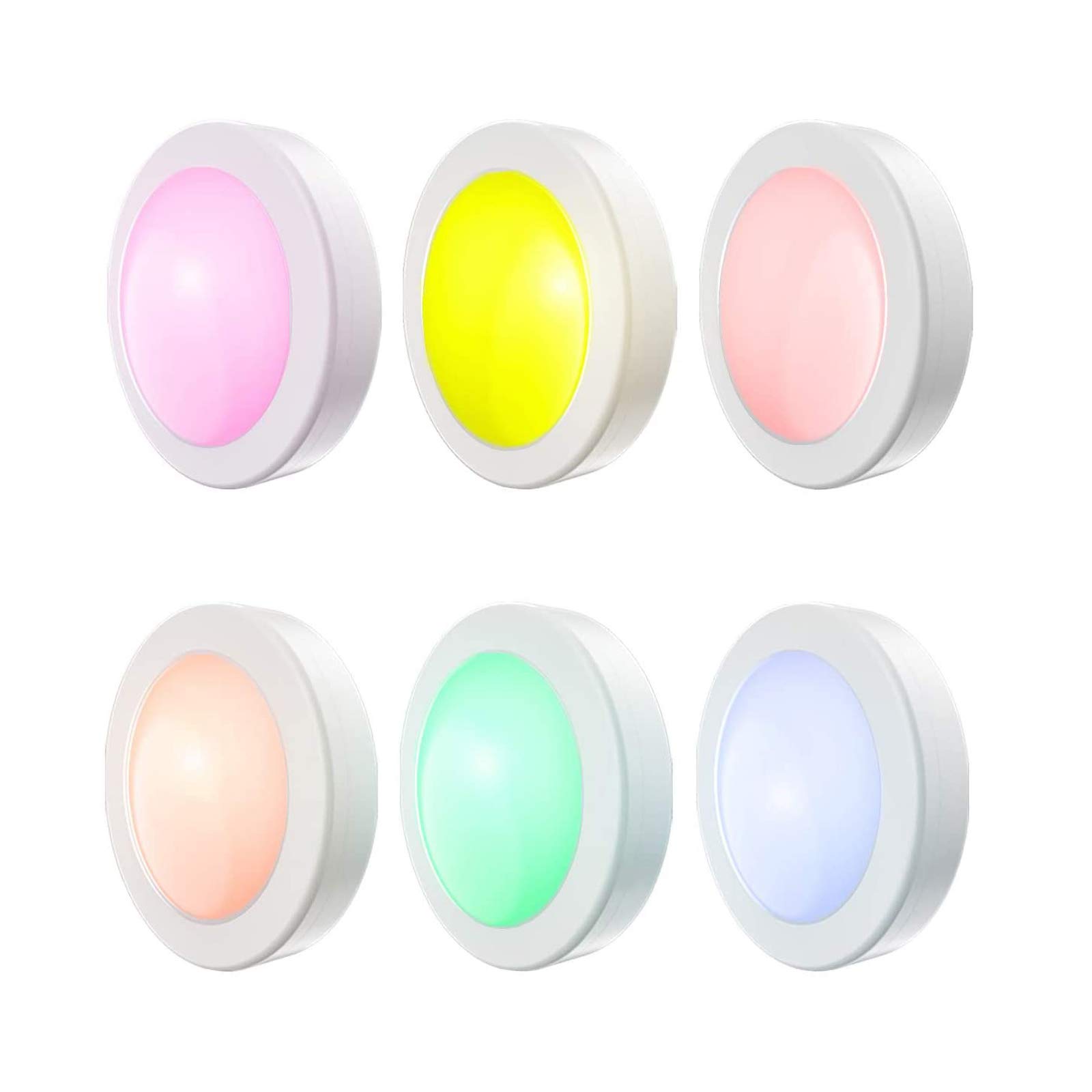 LED Puck Lights with 2 Remote, ORAOKO Wireless LED Color Changing Puck Lights Battery Operated, LED Under Cabinet Lighting Dimmable Closet Lights Under Counter Lights for Kitchen(6 Pack)