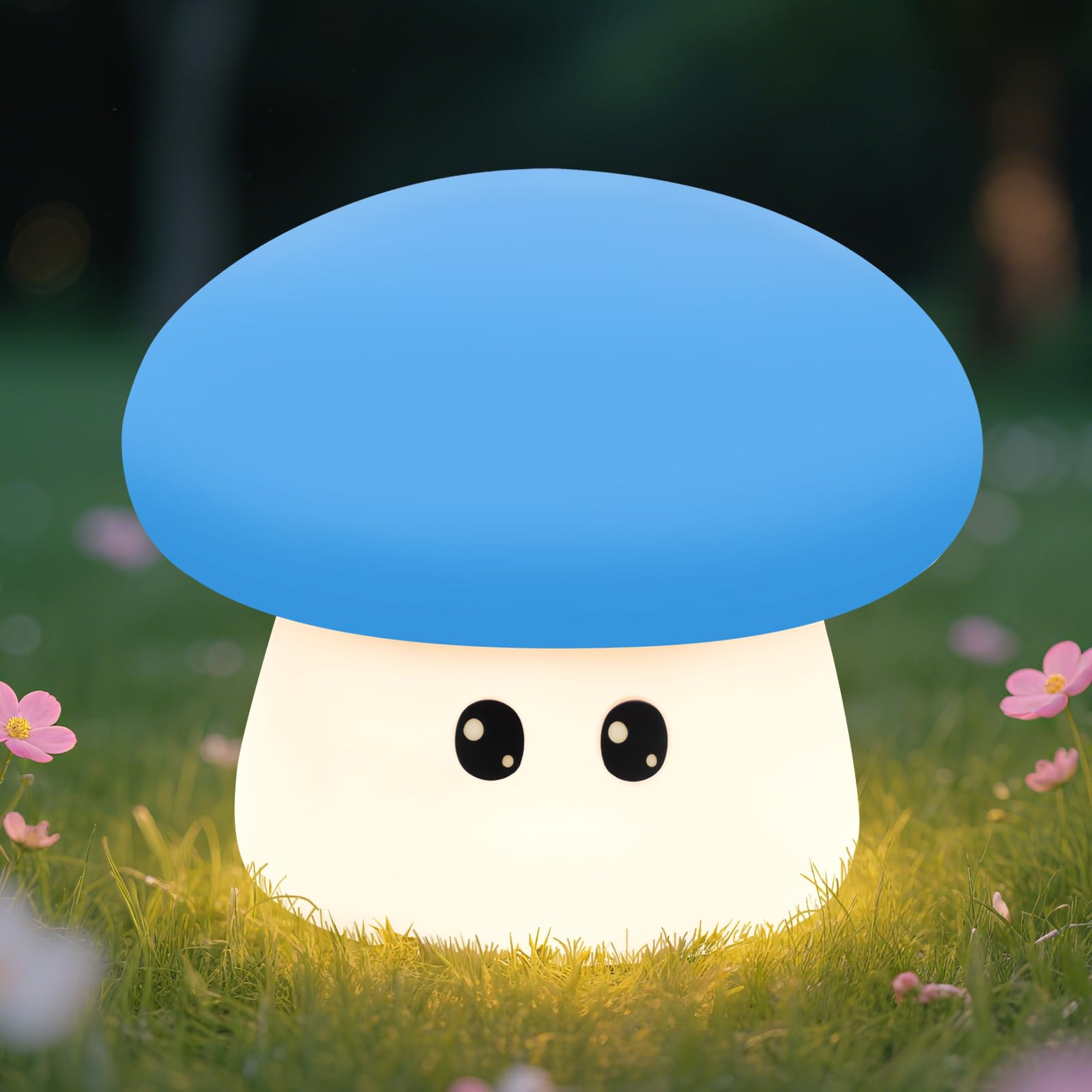 Squishy Big Eyes Mushroom Night Light with RGB Mode