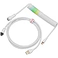 KiiBoom Ombre 1.8m Coiled Keyboard Cable Type-C to USB-A for Mechanical Gaming Keyboard, Double-Sleeved Cable with Detachable 4-Pin Aviator Connector (Blue)