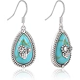 Wrangler Western Turquoise Earrings Jewelry for Women Cowgirl Drop Country Oval Statement Dangle Large Jewelry