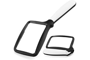 SHELEPRO Folding Handheld Magnifying Glass with Light, Brightness Dimmable Magnifying Glass for Reading, LED 3X Large Rectangle Books Magnifier with Light for Seniors, Lighted Gifts for Elderly with Low Vision