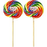 Whirly Pop Rainbow Swirl Lollipops, 1.5oz (Pack of 2) | 3" Individually Wrapped Lollipop Candy, Rainbow Mix Fruit-Flavored Hard Candy, Ideal Snack for Party Favors, &amp; Goodie Bags