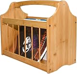 Unibos Magazine & Newspaper Rack Bamboo Storage Basket with Handle Brown UK view 7