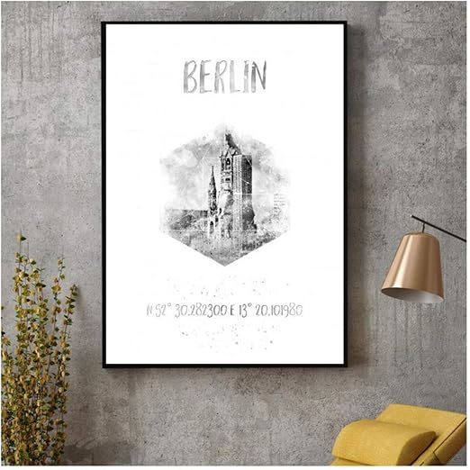 Nrrtbwdhl Gerahmte Koordinaten Berlin Art Leinwand Poster Home Decoration Gemalde Rahmenlose Wandkunst Druck Auf Leinwand 50x70cm Massivholz Innenrahmen Amazon De Kuche Haushalt