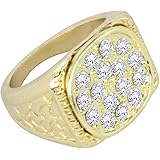 NewAgeBlingClassy Nugget Design 14k Gold Tone AAA Cz Hip Hop Iced Pinky Ring Size 5-13