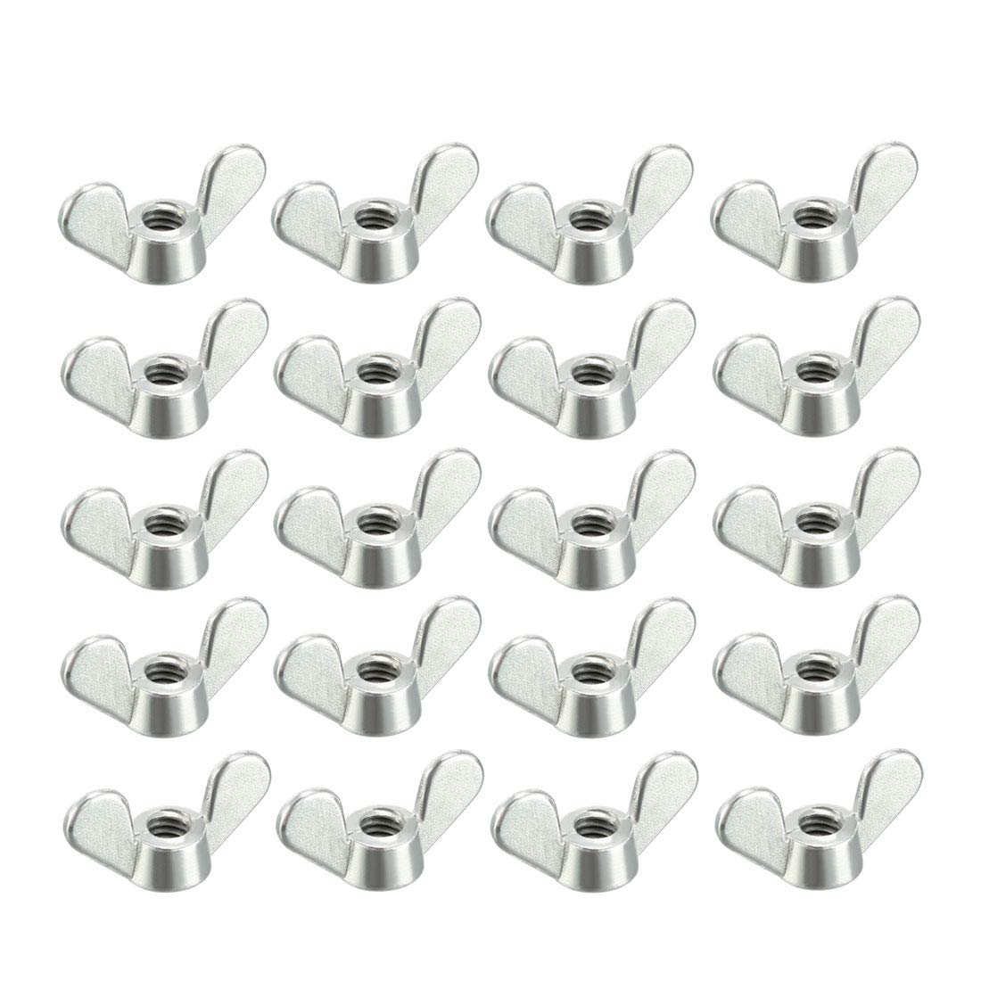 sourcing map M4 Wing Nuts Zinc Plated Fasteners Parts Screws Cymbals Butterfly Nut Silver Tone 20pcs