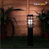 MiniSun Pair Modern Outdoor IP44 Black Stainless Bollard Lantern Posts view 5