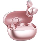 Kinglucky New A1 Open Ear Clip On Earbuds, Lightweight Comfort Fit with Dual-Driver Sound, 40H Playtime, Wireless Headphones Bluetooth 6.0 with Clear Calls, IP56 Waterproof Ear Buds, Kinyo Pink