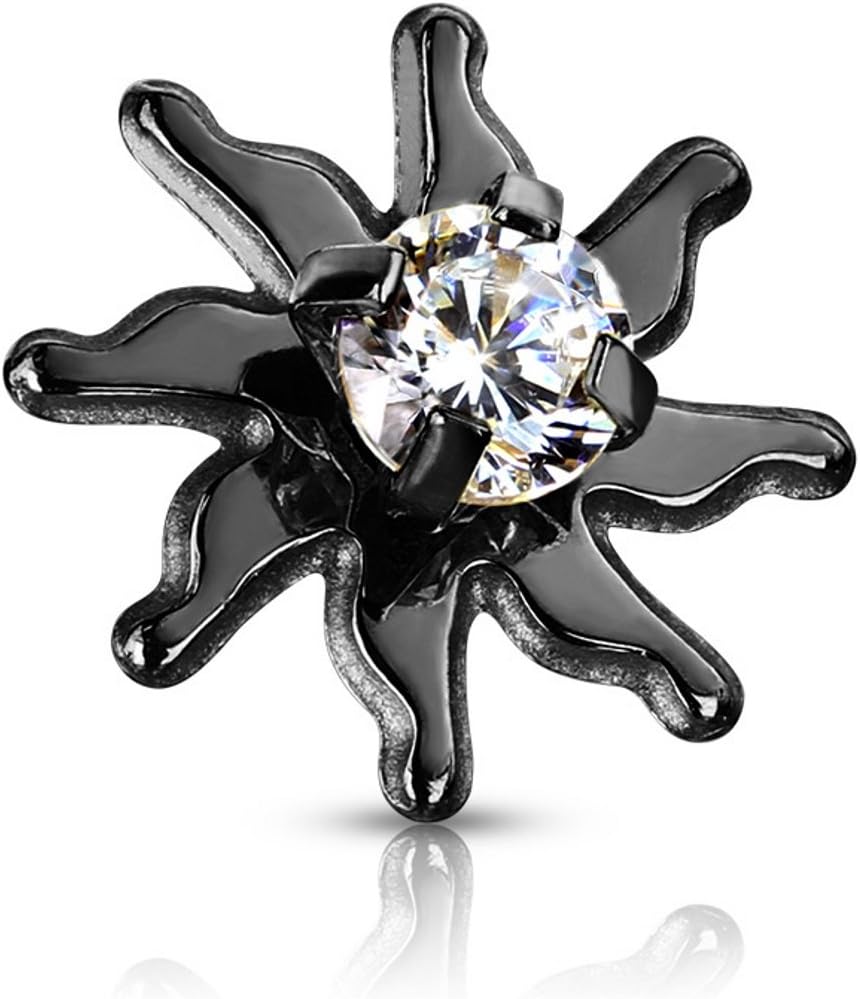 BYB JewelryCZ Center Tribal Sun Surgical Steel Dermal Anchor Top