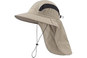 Home Prefer UPF 50+ Sun Hats for Men Women Wide Brim Fishing Hat with Neck Flap UV Protection Sunblock Safari Bucket Hat