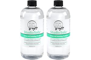 Tusc & Pine StudioSolv™ Odorless Mineral Spirits - Purified Odor-Free Spirit Solvent for Thinning Oils, Artists, Painting Thinner, Professionals, & More! - [2 Pack - 33.8oz (1L)]