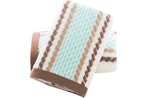 Pidada Hand Towels Set of 2 Striped Pattern 100% Cotton Soft Absorbent Decorative Towel for Bathroom 13.4 x 29.5 Inch (Brown)