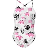 Balkorith Girls Swimsuit One Piece Bathing Suit with Adjustable Straps Quick Dry Beach Swimming Suits Swimwear 4-10 Years