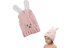 MEISO Cute Cartoon Absorbent Drying Cap Microfiber Quick Drying Towel for Boy Girls Curly Thick Long Hair Soft Hair Dry Hat C