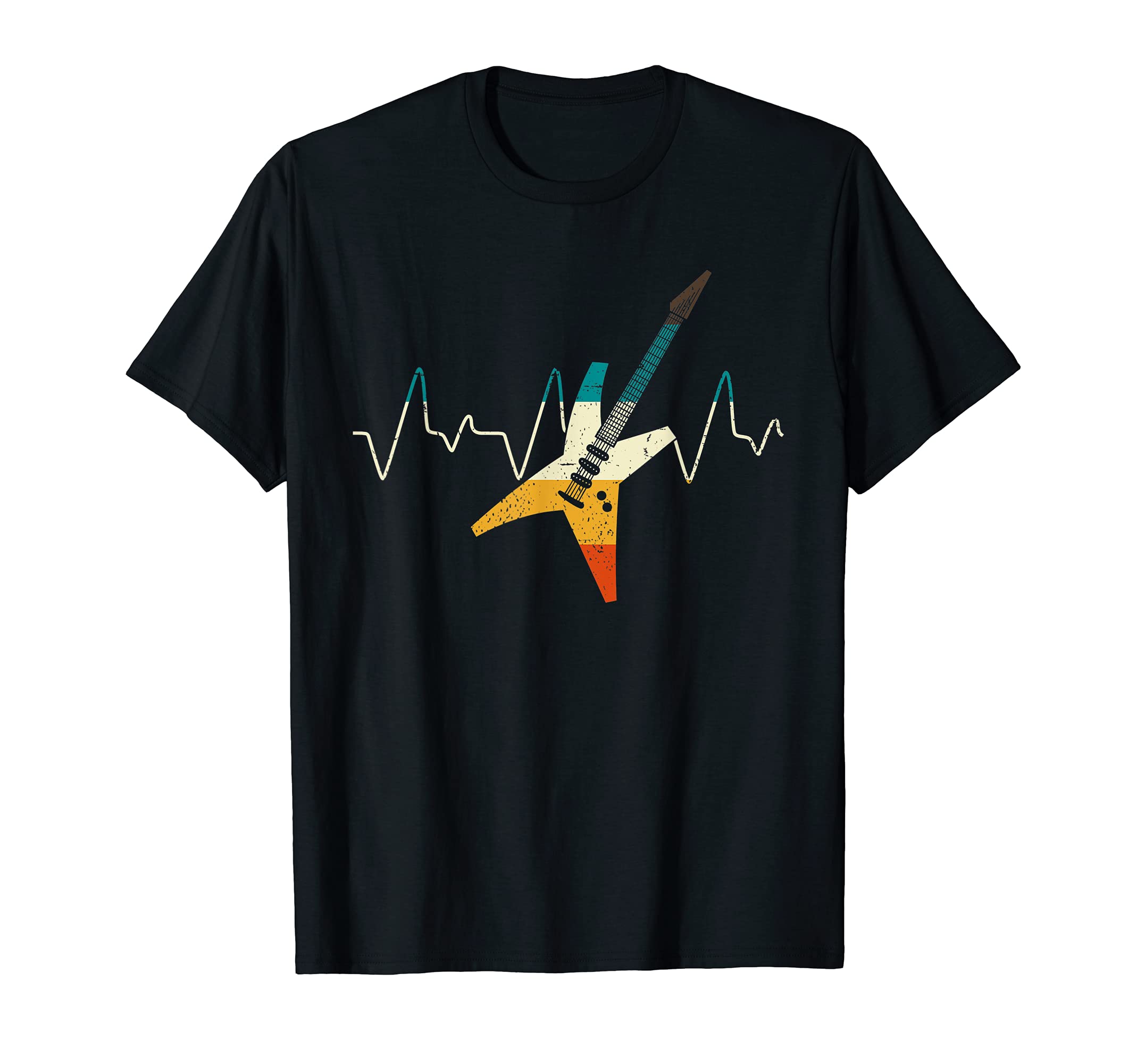 Retro Musician Electric Guitar Heartbeat Guitarist Guitar T-Shirt