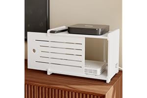 HAIDAIYA Wooden WiFi Router Storage Box Hider Shelf, Decorative Projector Box Hider Rack Countertop, for Cable, Modem, Internet, Router Power Cover Storage Organizer Cabinet Wall Mounted, Solid Wood