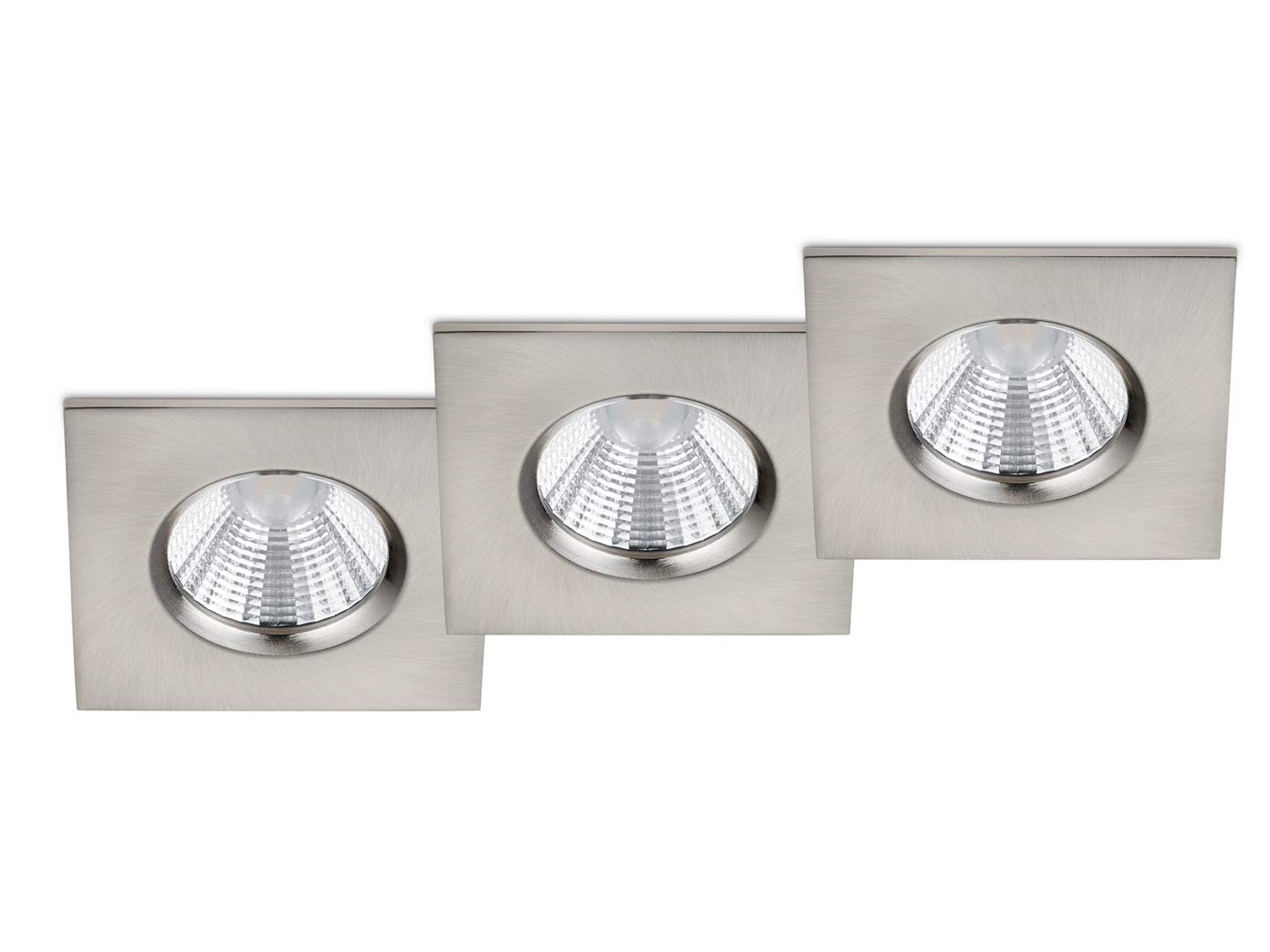 Trio Leuchten Zagros 650610307 LED Recessed Lights Set of 3 Metal Nickel Matt with 3X 5.5 Watt LEDs