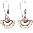 Lightweight Handmade Weave Boho Bohemian Fan Shape Earrings for Women Geometric Dangle Drop Hollow Half Round African Tribal Ethnic Jewelry