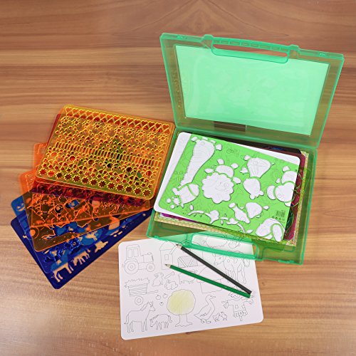 Drawing Stencils Set for Kids, MOMODA Travel Activity and Creativity Kit with over 260 Shapes, Ideal Gift for Boys and Girls, Educational Toy Toddler to Teen