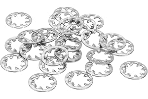 uxcell 25Pcs Internal Tooth Washers, 5/16-Inch Stainless Steel Internal Serrated Washer for Mechanical Equipment Fasteners, Silver Tone