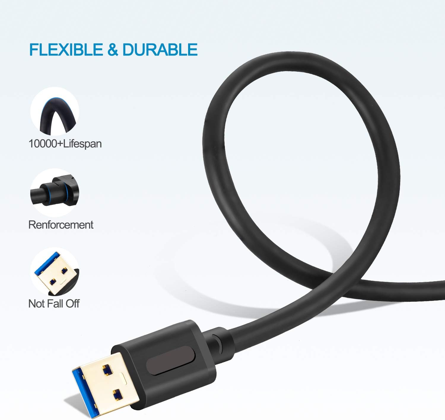 USB 3.0 A to A Male Cable 1Ft,USB to USB Cable USB Male to Male Cable Double End USB Cord with Gold-Plated Connector for Hard Drive Enclosures, DVD Player, Laptop Cooler (1Ft/0.3M): Industrial & Scientific