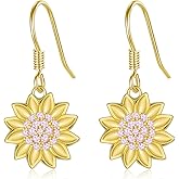 CUOKA MIRACLE Sunflower Earrings for Women 925 Sterling Silver Dangle Earrings for Women Sunflower Jewelry Gifts on Birthday Mother's Day