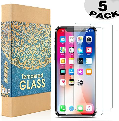 iPhone X Screen Protector Tempered Glass [ Case Friendly ] 5 Pack for Apple iPhone X / 10 (2017)