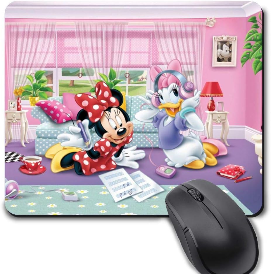 Rectangle Gaming Mouse Pad, Cute Mouse Pad with Minnie Mouse and Daisy Duck Design Mousepad Mouse Mat with Non-Slip Rubber Base(9.5 x 8 inch)