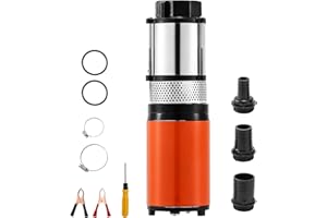Moonshan 12V DC Submersible Deep Well Pump 13.2 GPM Solar Battery Powered Depth 23 Ft Submersible Pump Stainless Steel 2" 1" 1-1/2"