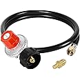 SHINESTAR 0-20 PSI Adjustable Propane Regulator and Hose with Orifice Kit, 4 Feet Gas Burner Hose Replacement for Turkey Fryer, Fish Cooker, Fire Pit, Forge and more