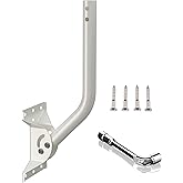 Universal Adjustable Mounting Pole, Steel J-Mount for Attic Outdoor Roof Wall Installation, Weatherproof Mast Pole, Mounting Bracket and Hardware Included (Diameter 1 1/4", Length 16 1/2", White)