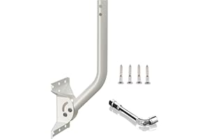 CEKAY Universal Adjustable Mounting Pole, Steel J-Mount for Attic Outdoor Roof Wall Installation, Weatherproof Mast Pole, Mounting Bracket and Hardware Included (Diameter 1 1/4", Length 16 1/2", White)