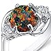PEORA Created Black Fire Opal Ring for Women 925 Sterling Silver, Stunning Three Stone Design, 1.75 Carats Round Shape 8mm, Sizes 5 to 9