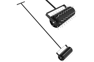 COLODSUHEY 18inch Rolling Lawn Aerator,Upgrade Heavy Duty Rolling Lawn Aerator- Lawn Soil Penetrator,Manual Aerator Lawn Tool for Garden Yard