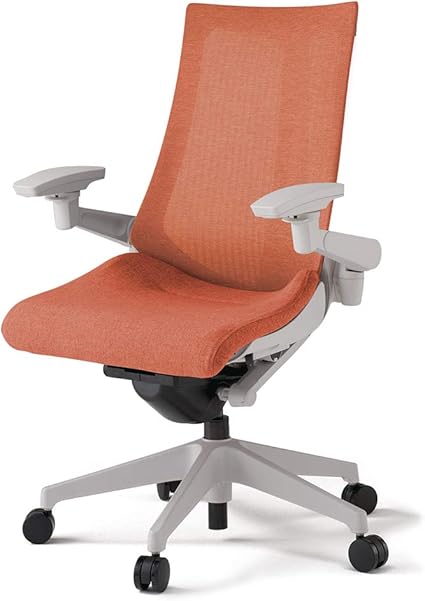 Amazon アクトチェア メッシュバック ランバーサポートなし アジャスタブル肘 背jeメッシュ 座saクロス ナイロン双輪キャスター ベースカラーグレー パーシモンオレンジ Kg 477jem Gnd4 デスクチェア 文房具 オフィス用品