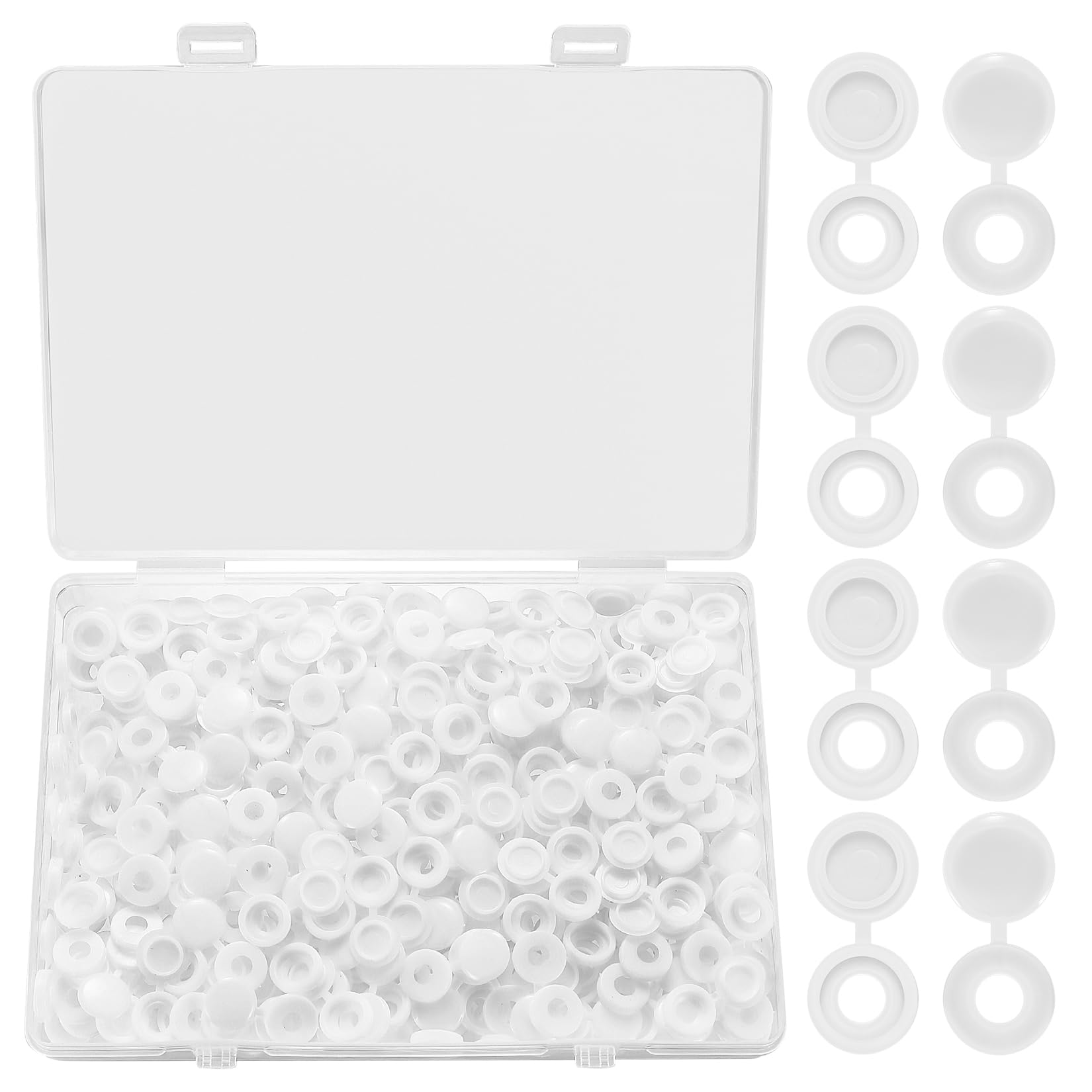 250 Pcs Plastic Screw Cover Caps for Screws, Plastic White Screw Caps, Hinged Screw Covers, Folding Screw Snap Covers, Screw Cap Covers, Screw Head Covers Decorative Caps Protection, 5mm/White