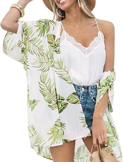 tropical print beach cover up