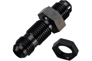 AC PERFORMANCE Aluminum Straight Bulkhead Fuel Fitting - 3 AN to AN3, Male to Male, Flare Union Adapter, with 3AN Bulkhead Nut, Black