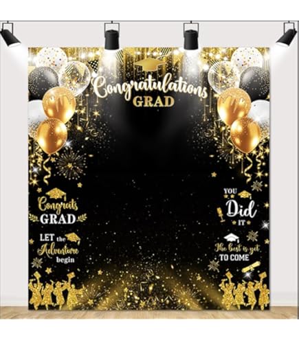 Afstuderen Decoratie 2024 Zwart Goud, Gefeliciteerd Grad Banner We Are So Proud of You Decoratie Ballon, 2024 Graduation Party Decoraties voor College High School