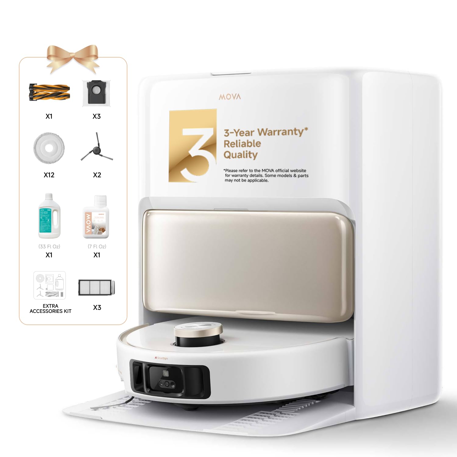 Photo 1 of Mova V50 Ultra Complete Robot Vacuum and Mop Self-Cleaning, 24,000 Pa Suction, Liftable Navigation with Obstacle Overcoming and Warm Water Mopping with DuoSolution System Designed for Pets