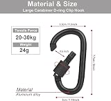 MABUSIYI D Ring Carabiner Clip with Screw Lock 8cm 6pc Black view 2