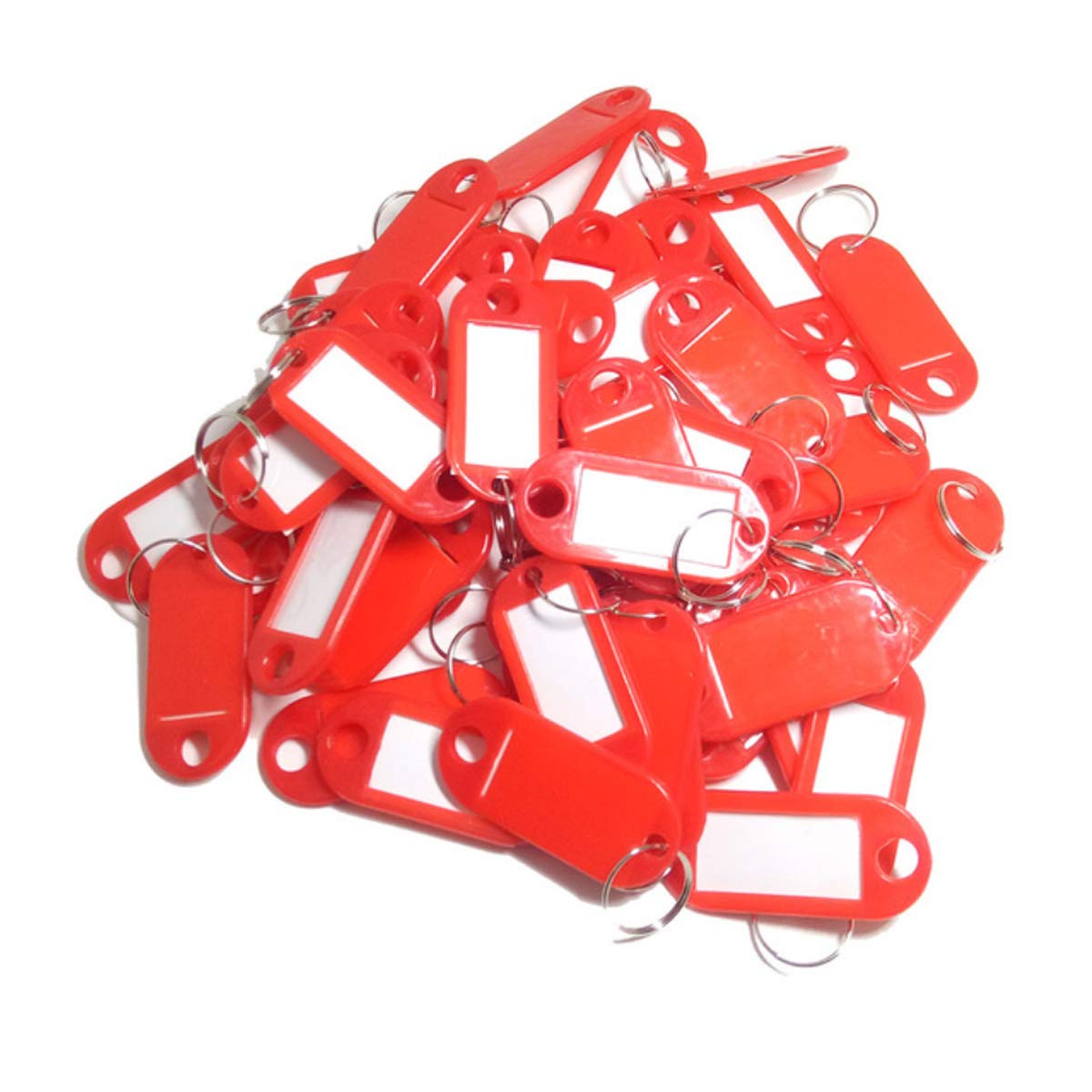 TOOLSTAR Key Labels, 100PCS Key ID Tags Key Labels Tags Plastic Key Tags, Tags with Key Rings as Key Fobs Luggage Pet Name Memory Stick Tags (Red)