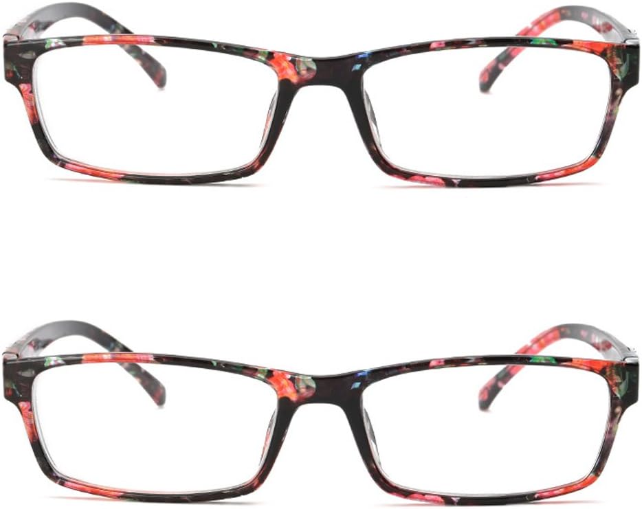 Rongchy 2PRS New Unisex Classic Glasses Full Rims Nearsighted Myopia Daily Use Boy and Girl Fashion Distance Glasses -1.00 Lenses Floral Frame Spectacles